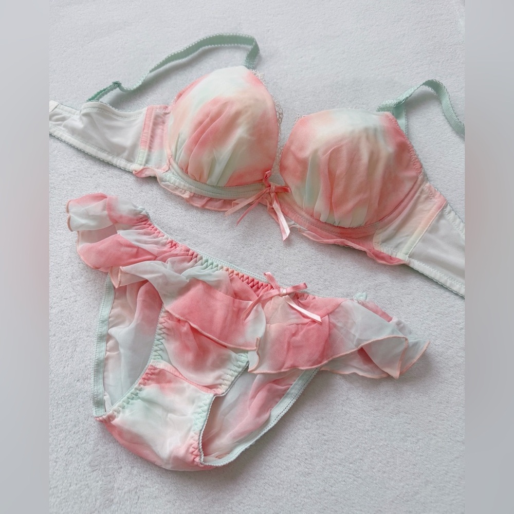 Sold Out! US-32C/JP-E70 Japanese Risa Magli Watermelon 🍉Smoothie Chiffon Bra Set
